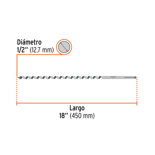 104068 - Broca auger tipo berbiquí 1/2' X 18', TRUPER