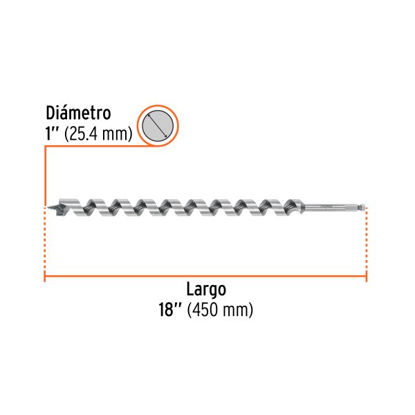 104073 - Broca auger tipo berbiquí 1' X 18', TRUPER