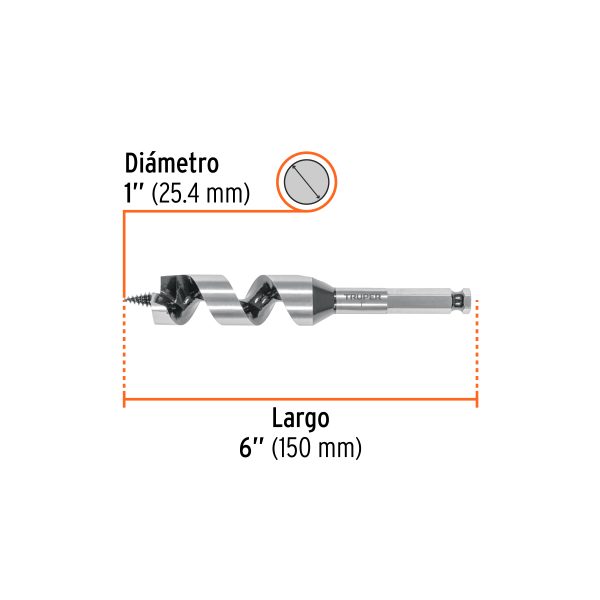104064 - Broca auger tipo berbiquí 1' X 6', TRUPER