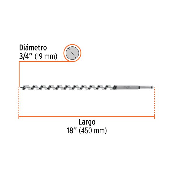 104070 - Broca auger tipo berbiquí 3/4' X 18', TRUPER