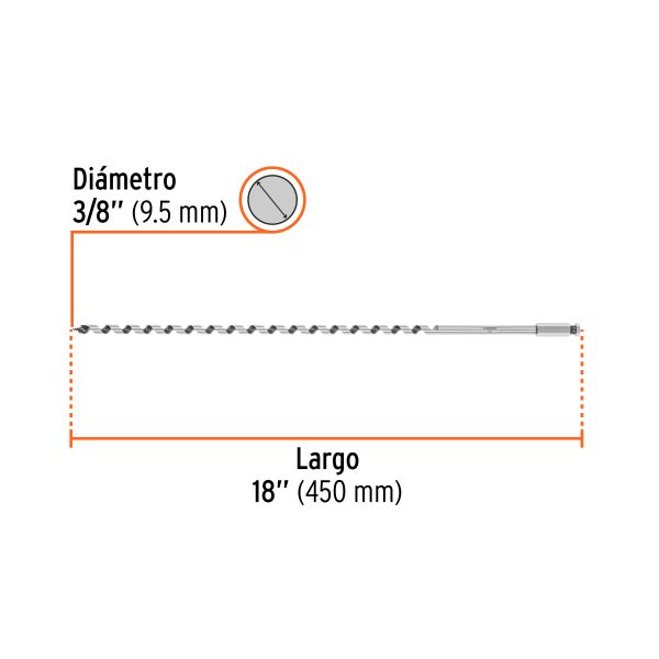 104067 - Broca auger tipo berbiquí 3/8' X 18', TRUPER