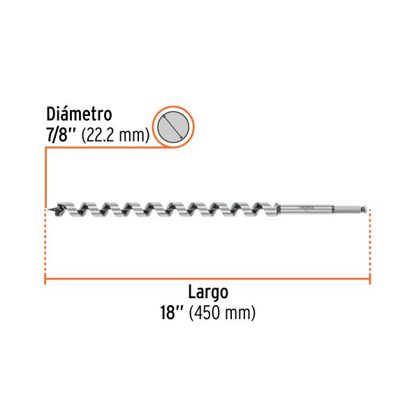 104072 - Broca auger tipo berbiquí 7/8' X 18', TRUPER