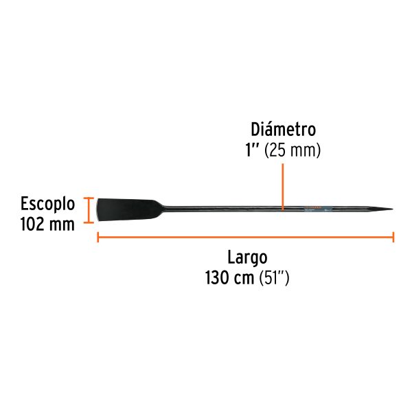 19986 - Barra cavadora 1' x 130 cm, escoplo 102 mm, TRUPER