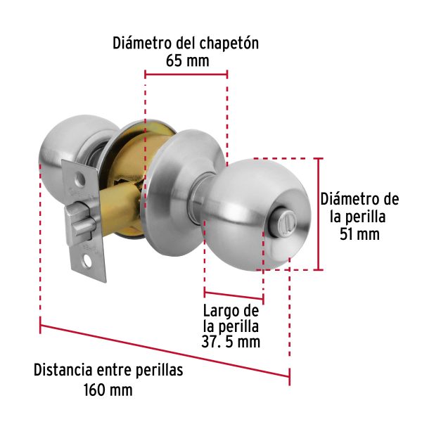 28053 - Cerradura esfera cilíndrico, recámara, cromo, blíster, BASIC