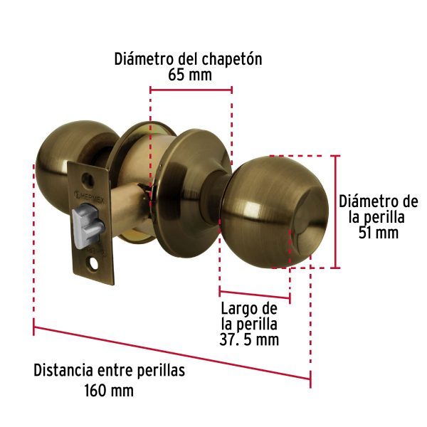 28049 - Cerradura esfera cilíndrico, entrada, antiguo, blíster, HB