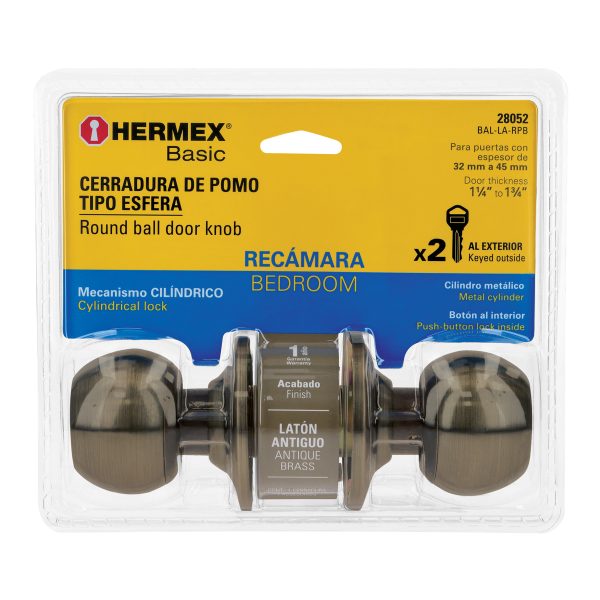 28052 - Cerradura esfera cilíndrico, recámara, antiguo, blíster, HB