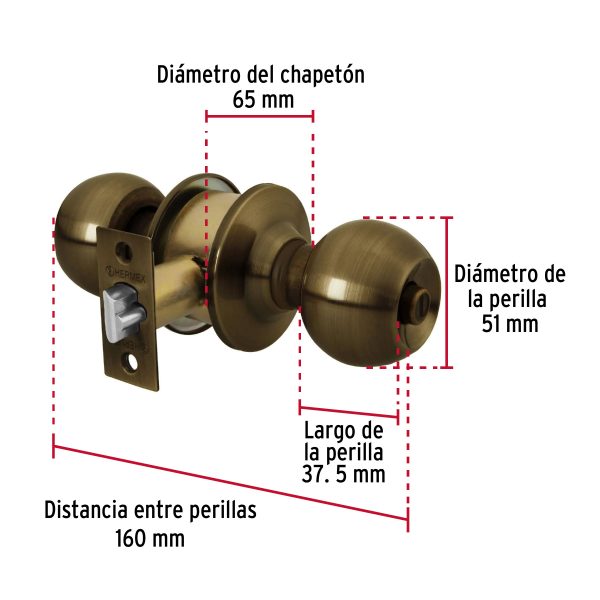 28052 - Cerradura esfera cilíndrico, recámara, antiguo, blíster, HB