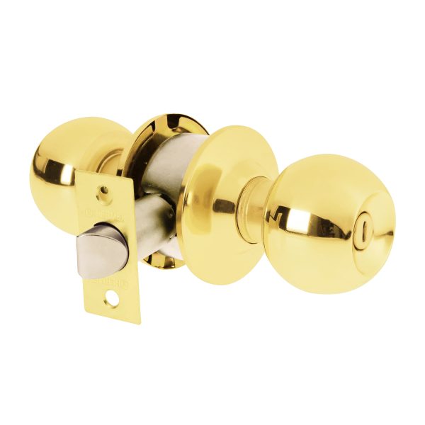 23566 - Cerradura tipo esfera, cilíndrico, baño, brillante, BASIC