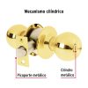 23566 - Cerradura tipo esfera, cilíndrico, baño, brillante, BASIC
