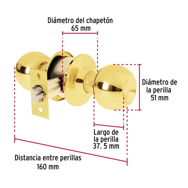 28048 - Cerradura esfera cilíndrico, entrada, brillante, blíster, HB