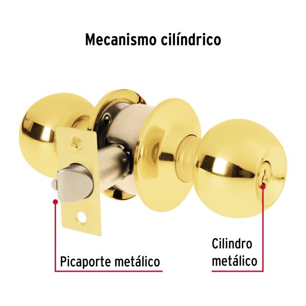 23560 - Cerradura tipo esfera, cilíndrico, entrada, brillante, BASIC