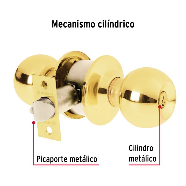 28051 - Cerradura esfera cilíndrico, recámara, brillante, blíster,HB