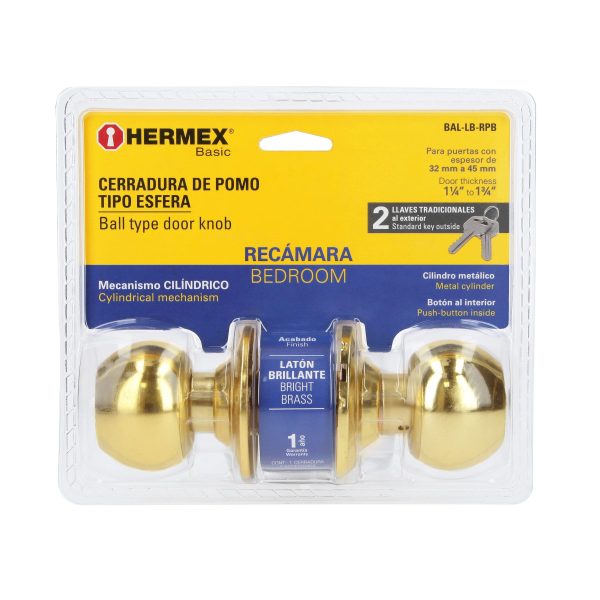 28051 - Cerradura esfera cilíndrico, recámara, brillante, blíster,HB