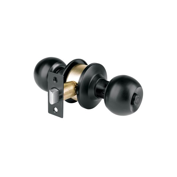 28139 - Cerradura tipo esfera, cilíndrico, baño, negro, BASIC