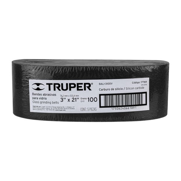 17769 - 1 banda de lija 3 x 21' p/vidrio grano 100 en paquete de 5