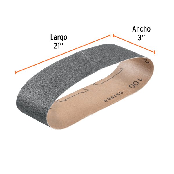 17769 - 1 banda de lija 3 x 21' p/vidrio grano 100 en paquete de 5