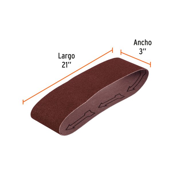 15777 - 1 banda de lija 3 x 21' p/madera grano 40 en paquete de 5