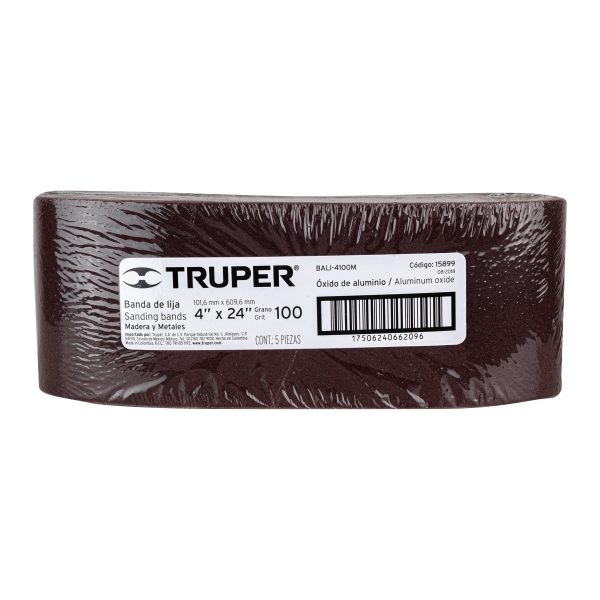 15899 - 1 banda de lija 4 x 24' p/madera grano 100 en paquete de 5