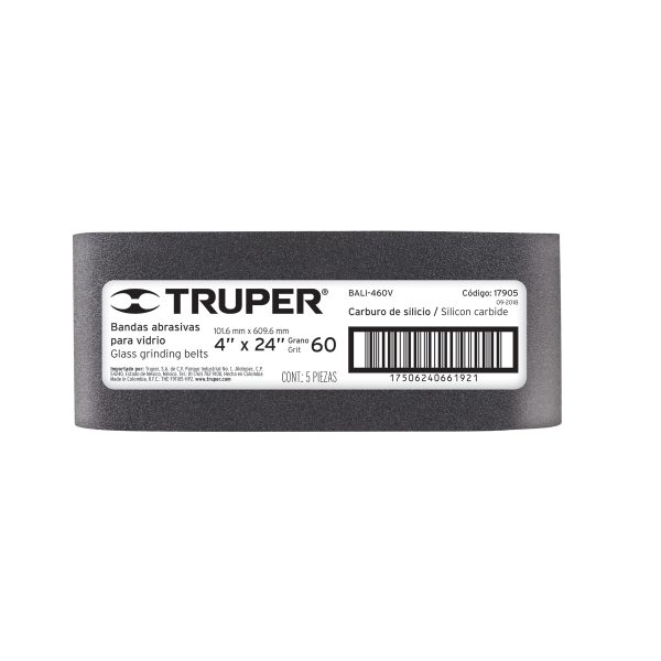 17905 - 1 banda de lija 4 x 24' p/vidrio grano 60 en paquete de 5