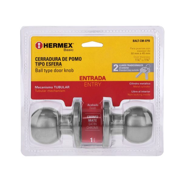 28069 - Cerradura esfera tubular, entrada, cromo, blíster, BASIC