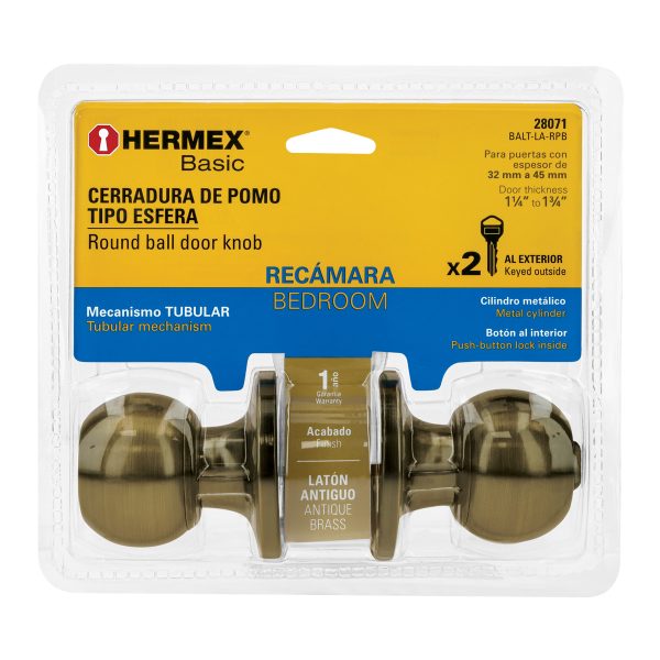 28071 - Cerradura esfera tubular, recámara, antiguo, blíster, BASIC