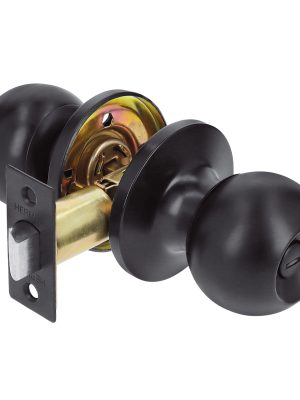 26180 - Cerradura esfera tubular, baño, negro, blíster, BASIC