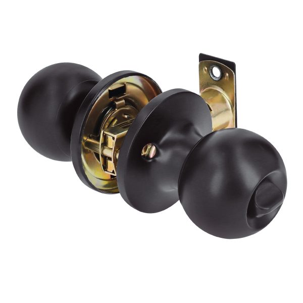 26180 - Cerradura esfera tubular, baño, negro, blíster, BASIC