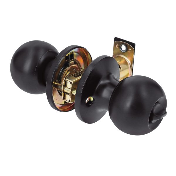 26177 - Cerradura esfera tubular, baño, negro, HERMEX BASIC