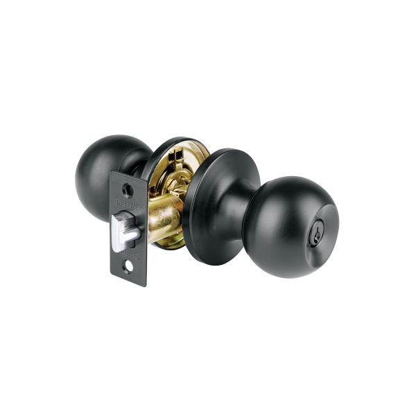 26176 - Cerradura esfera tubular, recámara, negro, HERMEX BASIC