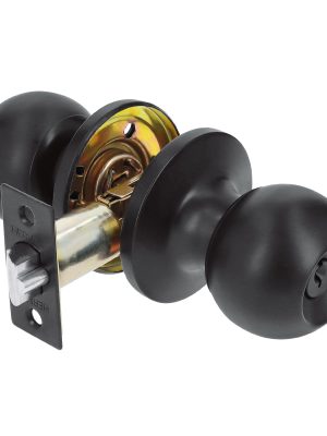 26179 - Cerradura esfera tubular, recámara, negro, blíster, BASIC