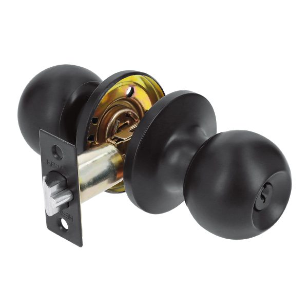 26179 - Cerradura esfera tubular, recámara, negro, blíster, BASIC