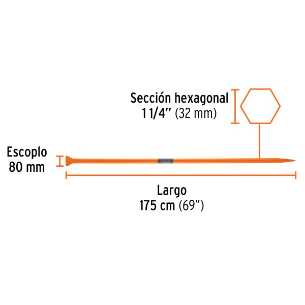 BAP-175XFC2.jpg 10765 - Barreta de punta de 1-1/4' x 175 cm, escoplo 80 mm, Truper