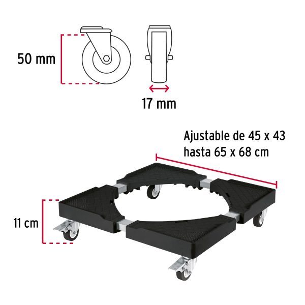 49301 - Base universal con ruedas para línea blanca, Fiero