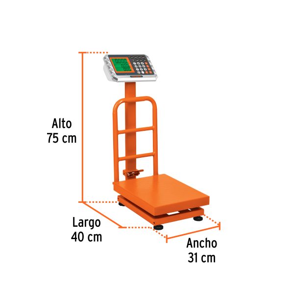 15729 - Báscula electrónica de plataforma, plegable, 100 kg, Truper