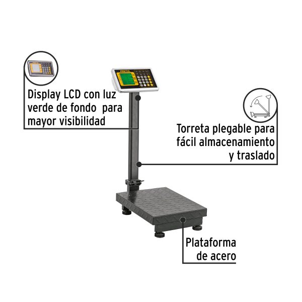 28461 - Báscula electrónica de plataforma, plegable, 100 kg. Pretul