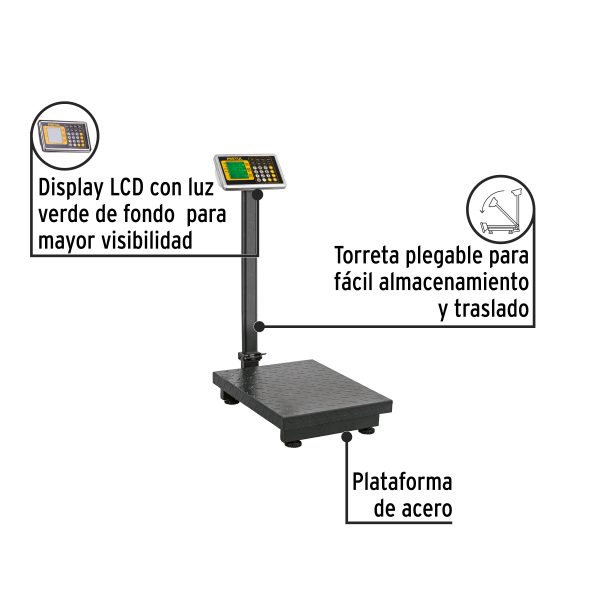28462 - Báscula electrónica de plataforma, plegable, 200 kg. Pretul