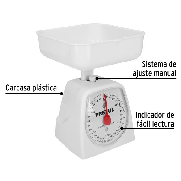 29972 - Báscula mecánica para cocina 3 Kg, Pretul