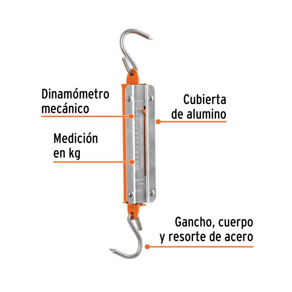 13519 - Báscula capacidad 50 kg romana de resorte, Truper