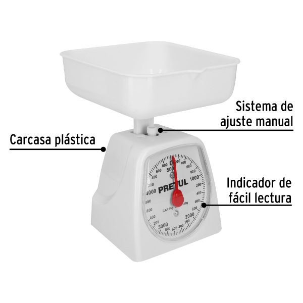 29973 - Báscula mecánica para cocina 5 Kg, Pretul