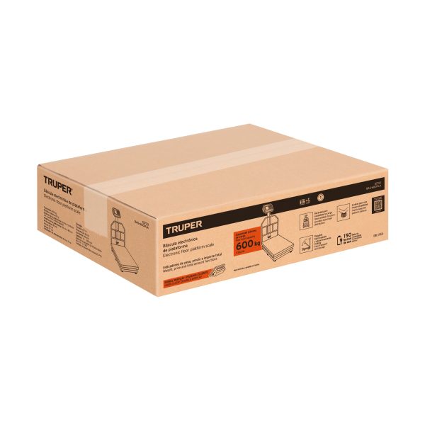 15733 - Báscula electrónica de plataforma, plegable, 500 kg, Truper