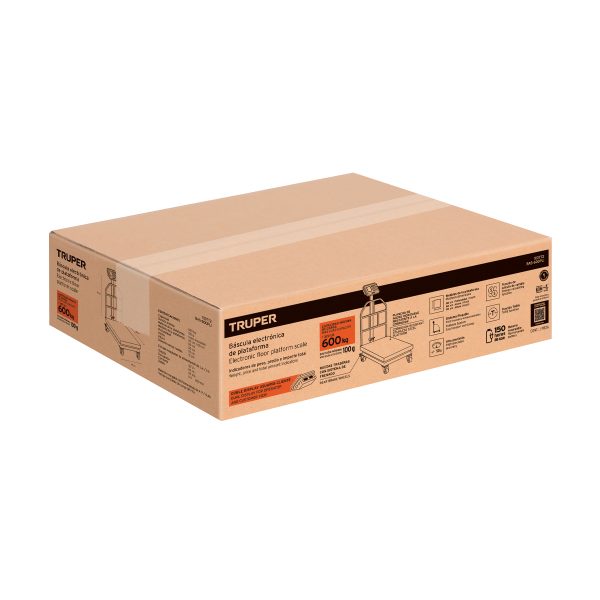 103772 - Báscula electrónica de plataforma, inoxidable, 600 kg TRUPER