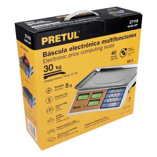 27119 - Báscula electrónica multifunciones 30 kg, Pretul