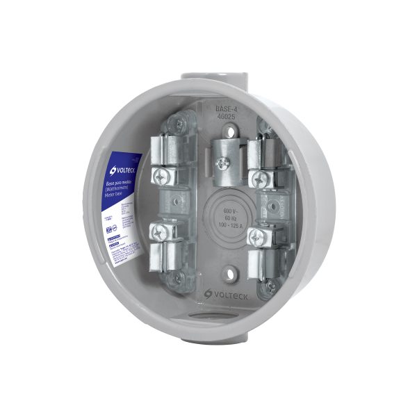 46025 - Base para watthorímetro, 4 terminales, Volteck