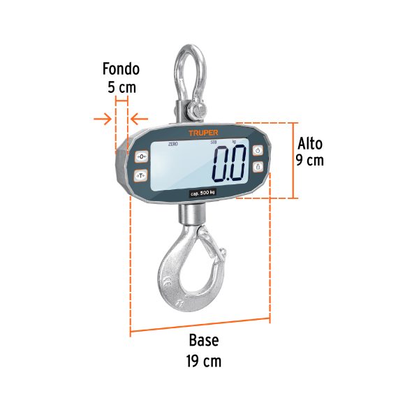 102543 - Báscula electrónica colgante, recargable, 500 kg, Truper