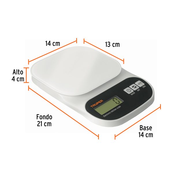 15160 - Báscula digital para cocina, plato de vidrio, 5 kg, Truper