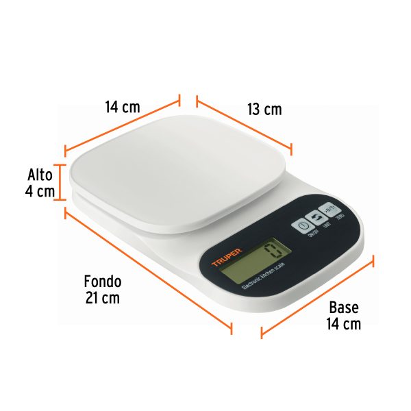 15161 - Báscula digital para cocina, plato de ABS, 5 kg, Truper
