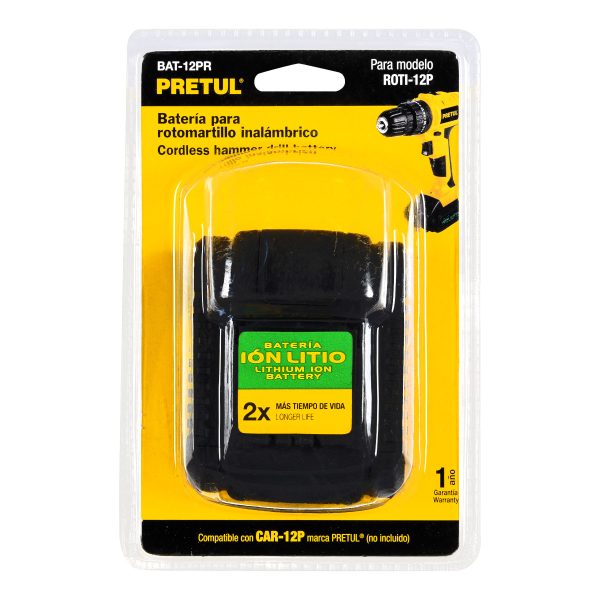 BAT-12PRE1.jpg 21017 - Batería ion litio, 12V, para rotomartillo ROTI-12P, PRETUL