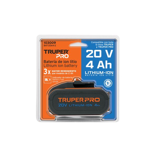 103009 - Batería ion litio, 20V, 4 Ah, TRUPER PRO