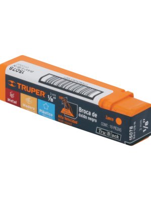 15078 - Broca HSS 1/8' Trublack para metal, Truper
