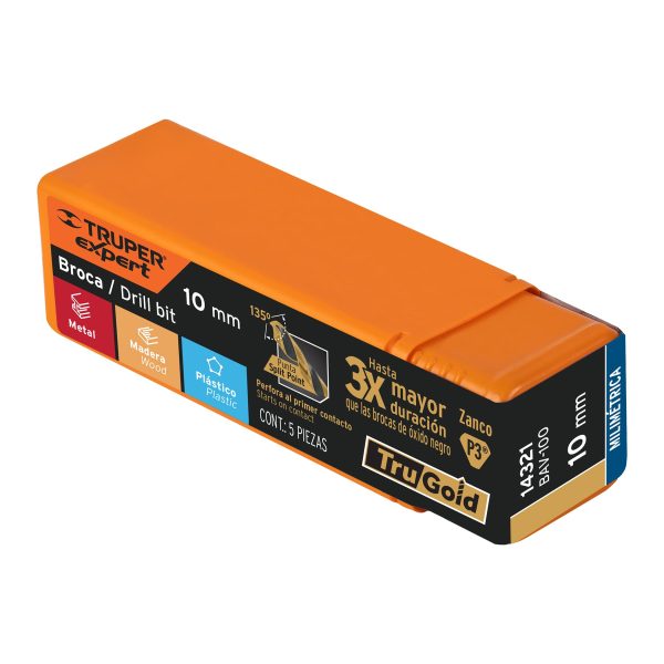 14321 - Broca HSS 10.0 mm Trugold para metal, Truper Expert